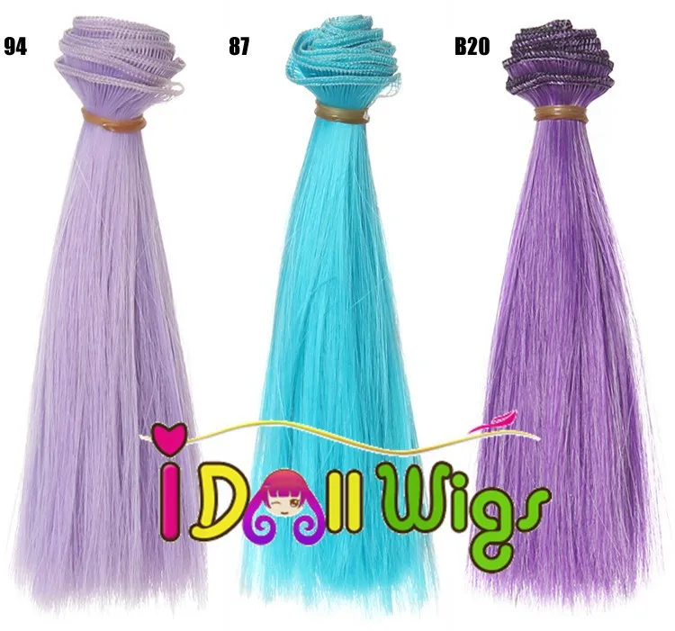 15*100cm 10pcs/lot Bright Pure Color Straight Doll Hair Extension Soft Hair Weft for BJD/SD/Bly