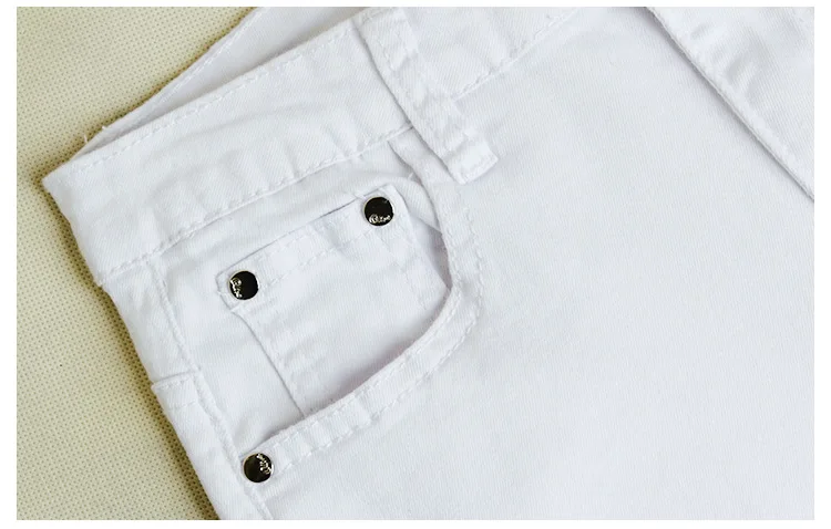 Летние Стильные белые рваные джинсы женские джеггинсы крутые джинсовые штаны с высокой талией Капри женские узкие повседневные джинсы