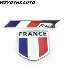 3D Metal France Flag logo Shield Rectangle Emblem Badge S line Motorsport Decoration Motorcycle Auto Sticker Decal Car Styling