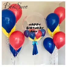 1" 5" Красный Синий Желтый Латекс шары+ 2" пузырьковый шар с Оригинальная наклейка DIY Имя Baby Shower декор для вечеринки в честь Дня рождения поставки