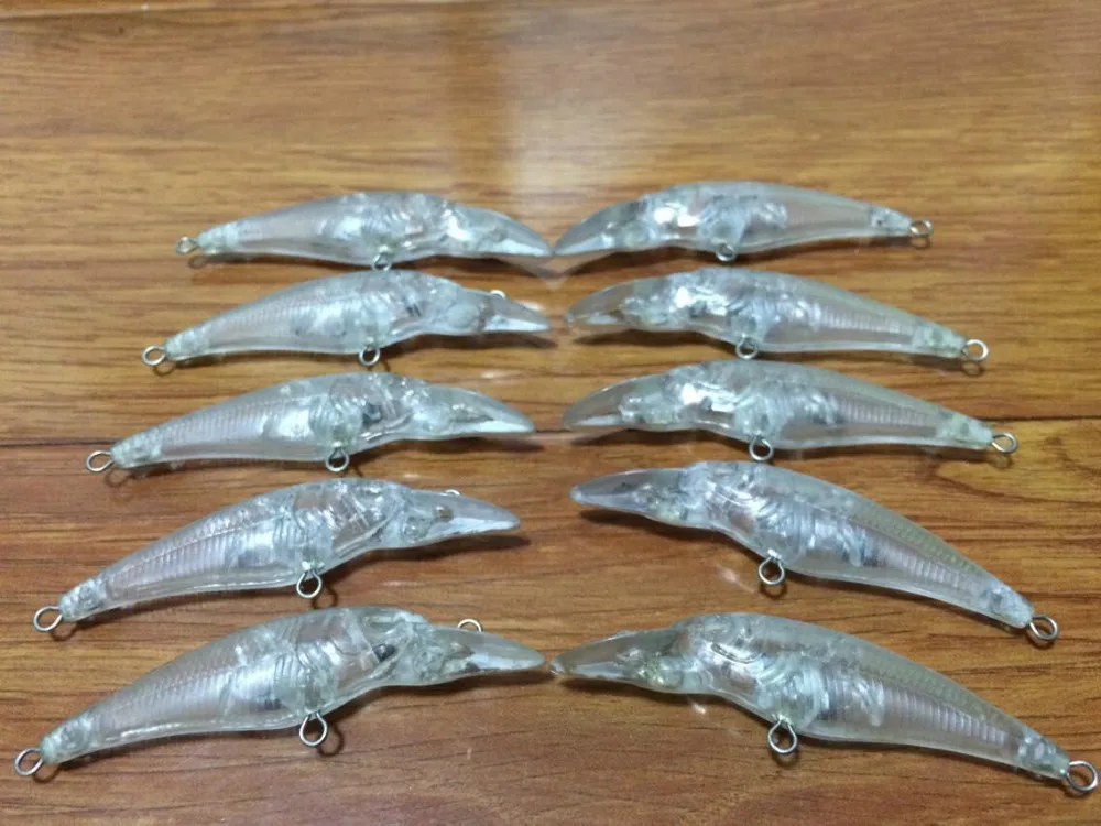 10pcs Unpainted Minnow Hard Baits Blank Fishing Lure Body 2 3/4 Inch 1/
