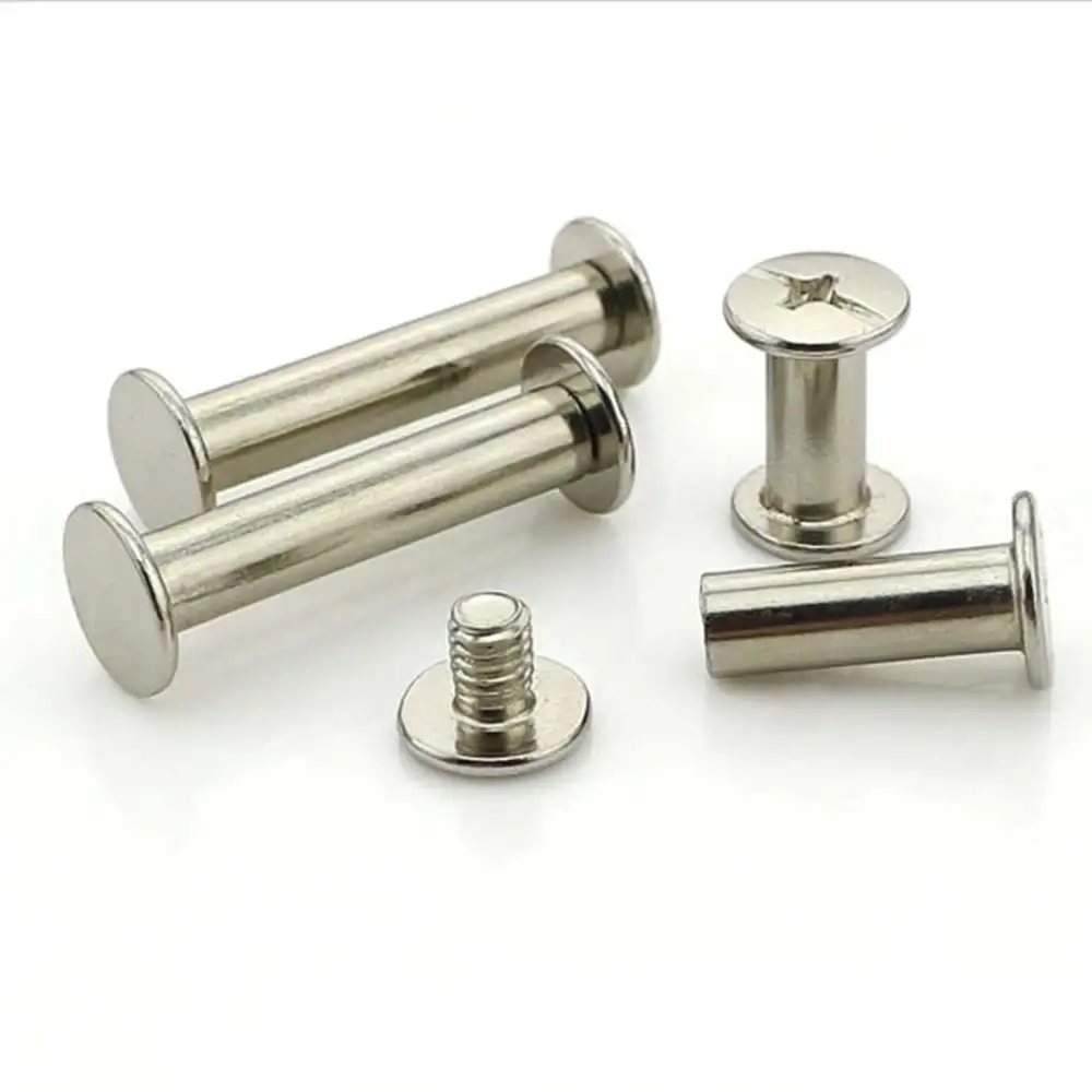 

10Pcs M5*25/30/35/40/45/50/55 Nickel Plated Leaflet Iron Rivets Picture Book Blinding Screw Nail Recipes Albums Butt Rivet