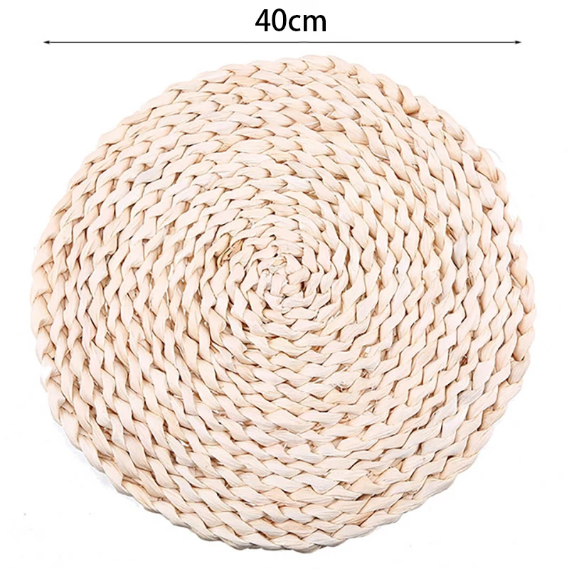 Corn Fur Woven Dining Table Mat Heat Insulation Pot Holder Round Coasters Coffee Drink Tea Cup Table Placemats Mug Coaster A - Цвет: 40cm