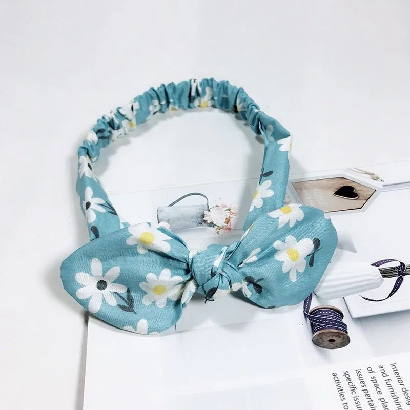 

Baby Girl Headband Lovely Elastic Bow Flower Hairband Children Cotton Headwear Kids Turban Mixed Patterns Hair Accessories