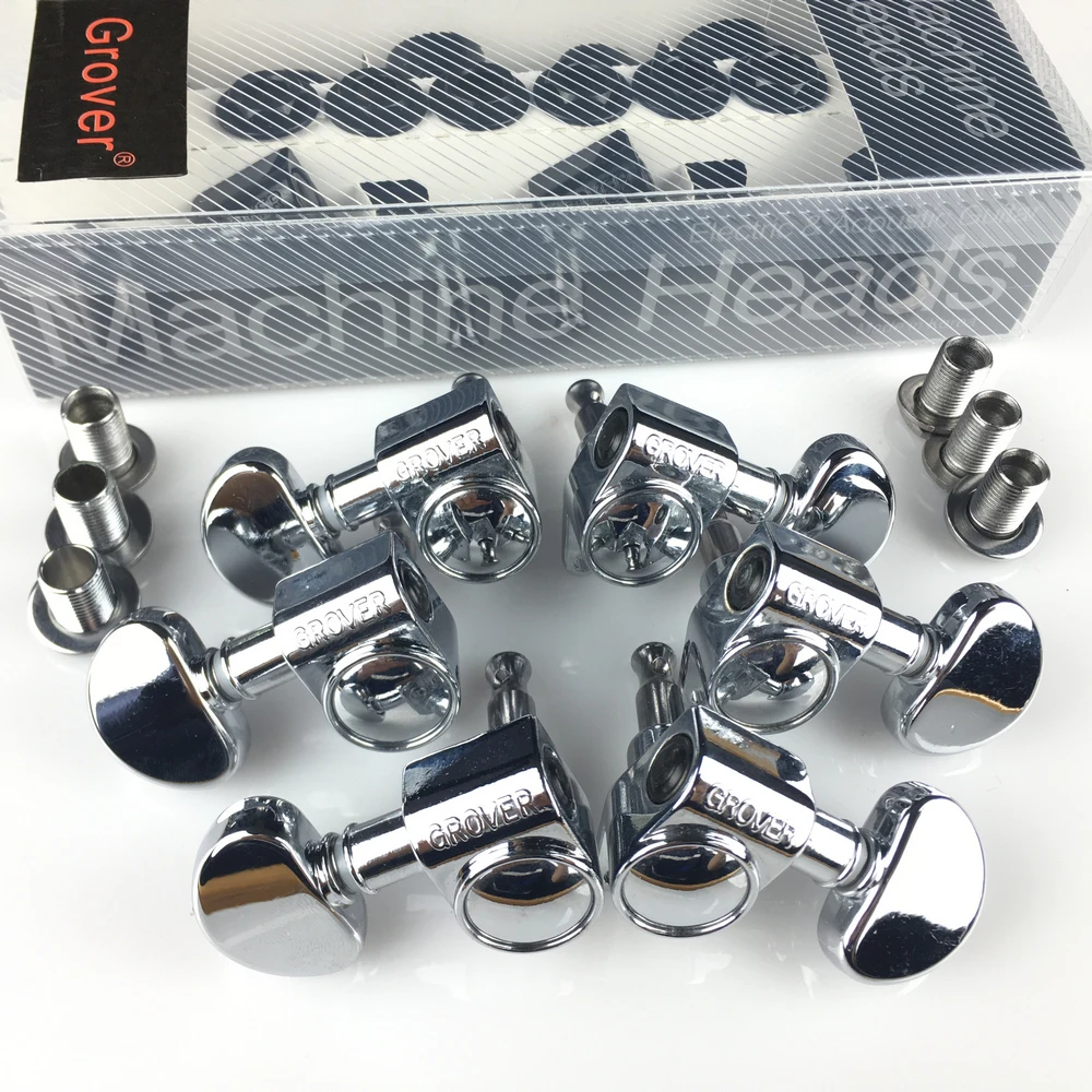 Grover Electric Guitar Machine Heads Tuners 1Set 3R 3L Chrome Silver
