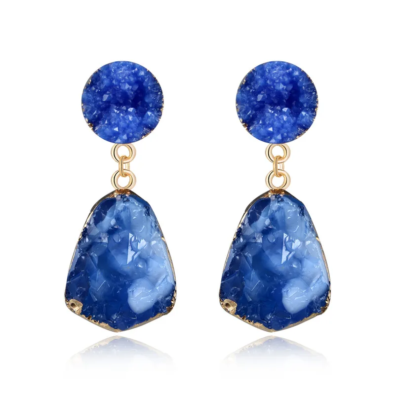 

Dayoff Bohemia Circle Irregular Water Drop Earings Handmade Earrings For Women Jewelry Gift Fake Druzy Drusy Earrings E867