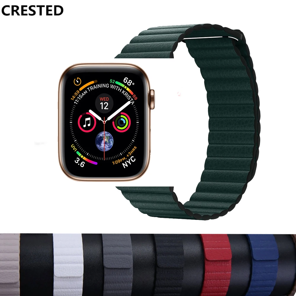 

Leather loop Bracelet Strap For apple watch 4 3 2 1 band 44mm 40mm iWatch band 42mm 38mm Magnetic Closure wrist Watchband