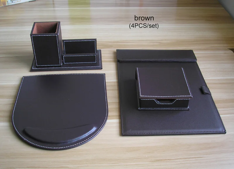 brown 4PCS set K225 Искусственная кожа multifonctional Настольный органайзер ручка карандаш держатель канцелярский Органайзер держатель Чехол офисные принадлежности настольные аксессуары - Цвет: brown 4PCS set K225