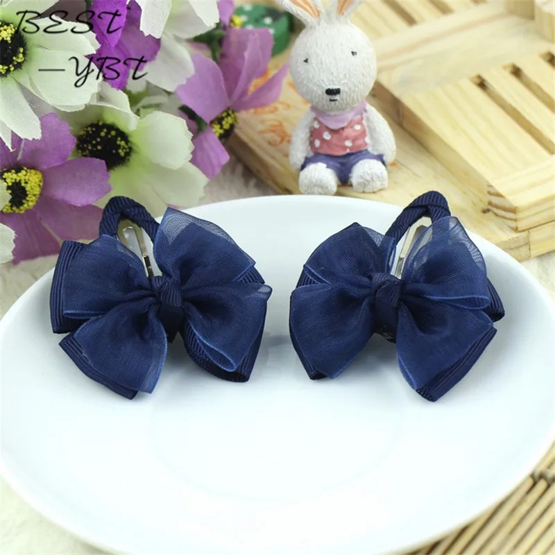 

Navy Blue yarn gift children kids girls hair accessories clip hairpins barrettes headwear bow Retail Boutique wholesale