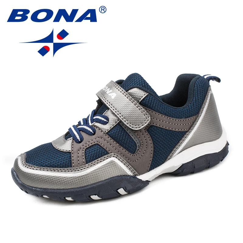  BONA детская повседневная обувь в классическом стиле, на липучке, обувь для мальчиков, уличные беговые кроссовки, светильник, бесплатная…