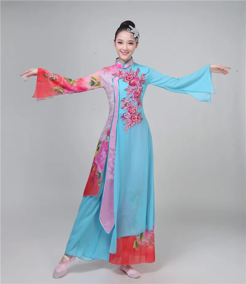 Китайский Hanfu женщин Китайский народный танец костюм для женщин Танцы r древнекитайский Карнавальный Костюм народное платье Синий Одежда