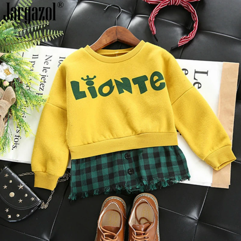 

New Fashion Baby Girls Tops Dress Long Sleeve Yellow Casual Winter Sweatshirt Fashion Outfits Dress for Baby Spring