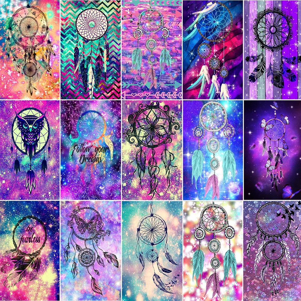

AZQSD Diamond Embroidery Colorful Dream Catcher Handmade Gift Diamond Painting Square Full Sets Landscape Wall Decor BB10471