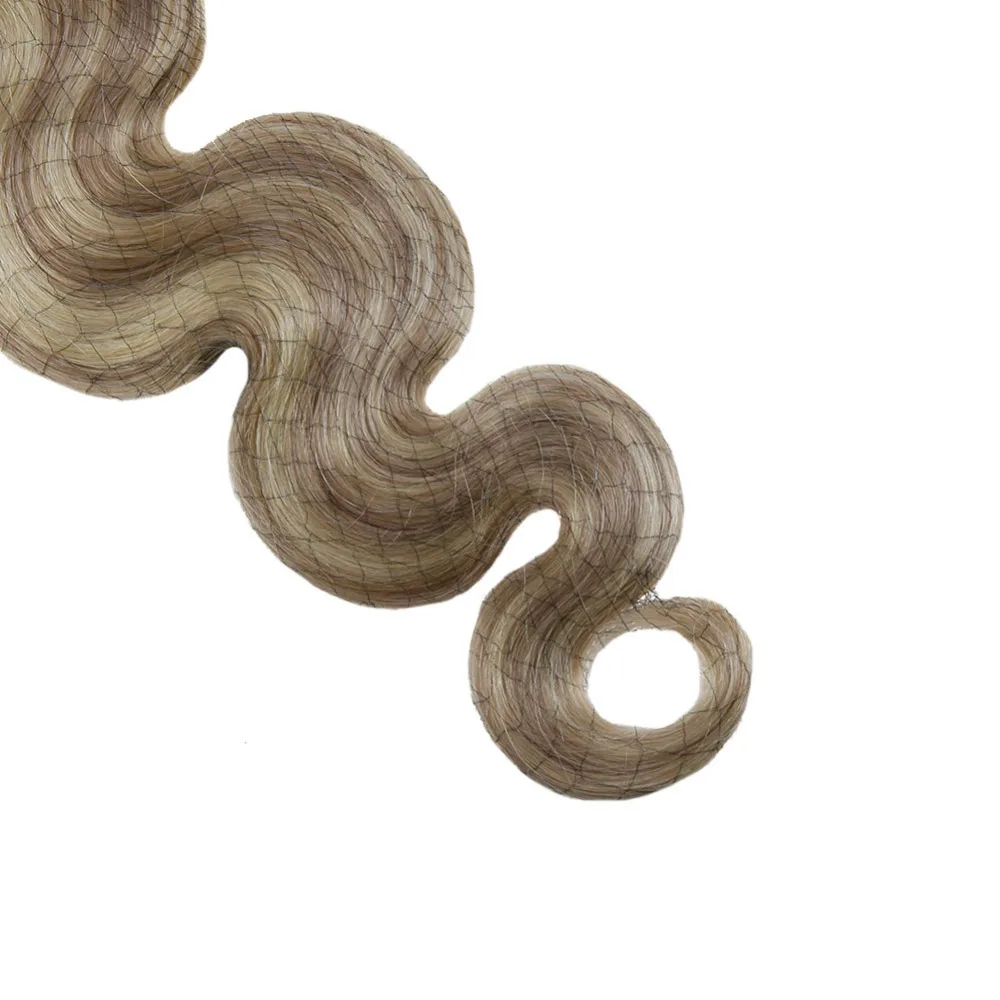 Moresoo Remy, накладные волосы на ленте, человеческие волосы, выделенный цвет#18 пепельный блонд с#613 блонд, волнистые волосы, 20 шт./50 г
