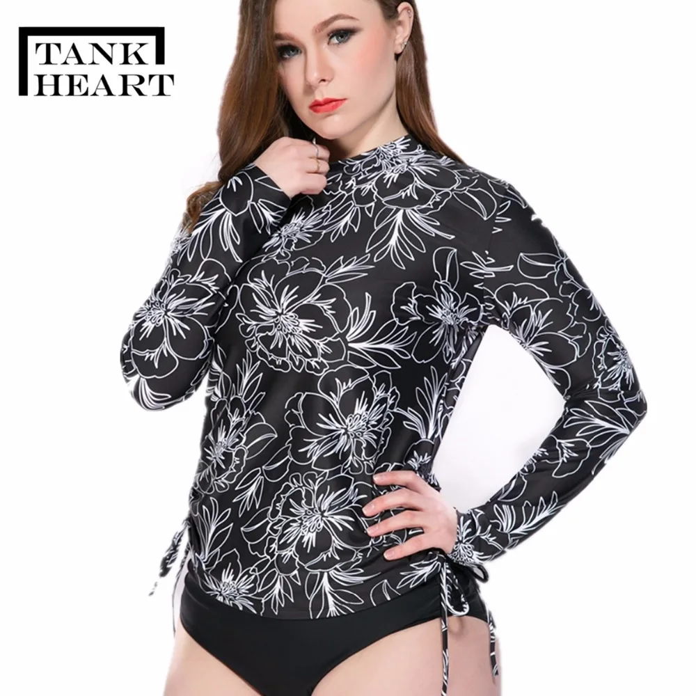 Майка с принтом сердца Rashguard женский Рашгард лайкра для серфинга плюс размер