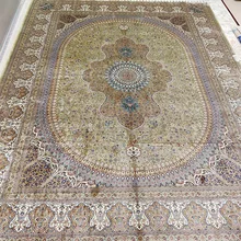 FangCun 9'x12' желтый персидский классический узор ручной работы шелковый ковер использовать для офиса или гостиной