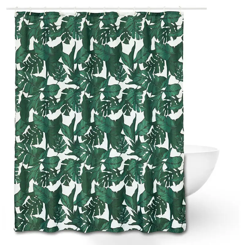 

Leaves Polyester Fabric Shower Curtain Mildew Resistant Waterproof Bath Curtain Durable Washable Curtain Bathroom Accessories