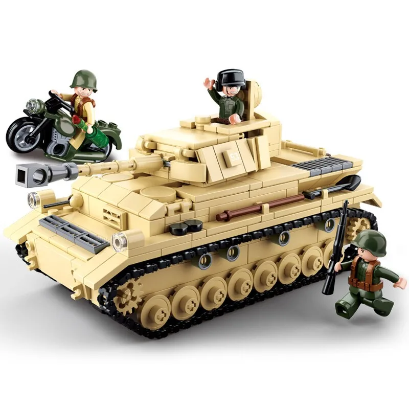 

SLUBAN B0693 WW2 Military Self-propelled Gun Tank Model Building Blocks Enlighten Figure Toys For Children Compatible Legoe
