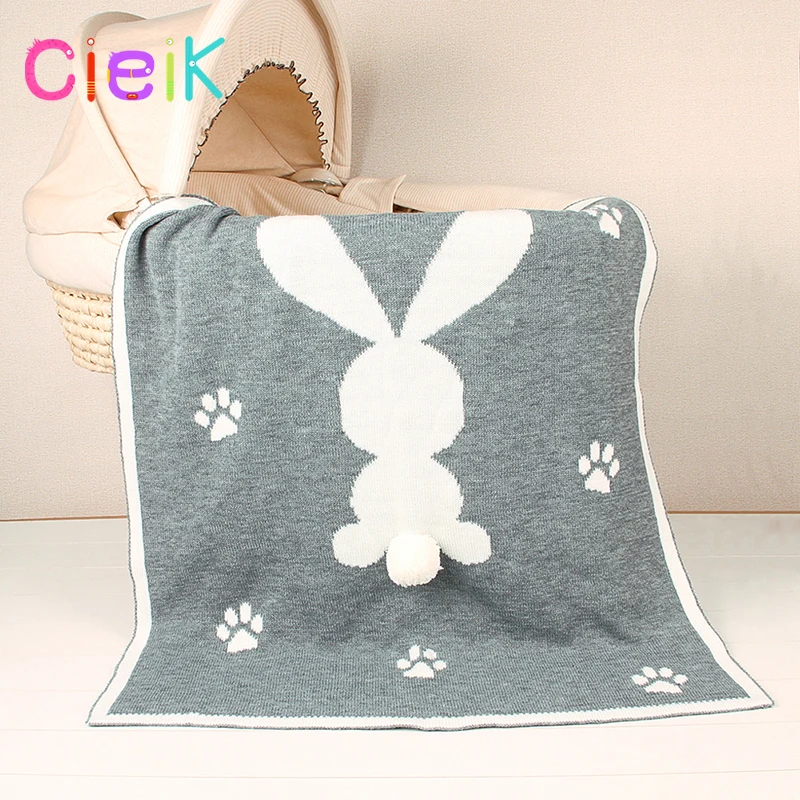 CieiK Baby Blanket Animal Bunny Muslin Floral Swaddle Newborn Girl Boy Soft Wrap Kids Photo Playing Knitted Warm Children Towel  (17)
