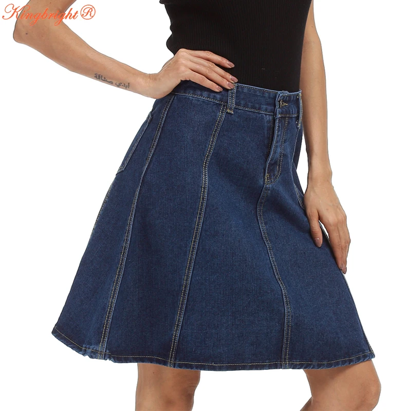 King Bright Fashion Women Denim Skirt Plus Size Pockets Lady Jeans ...