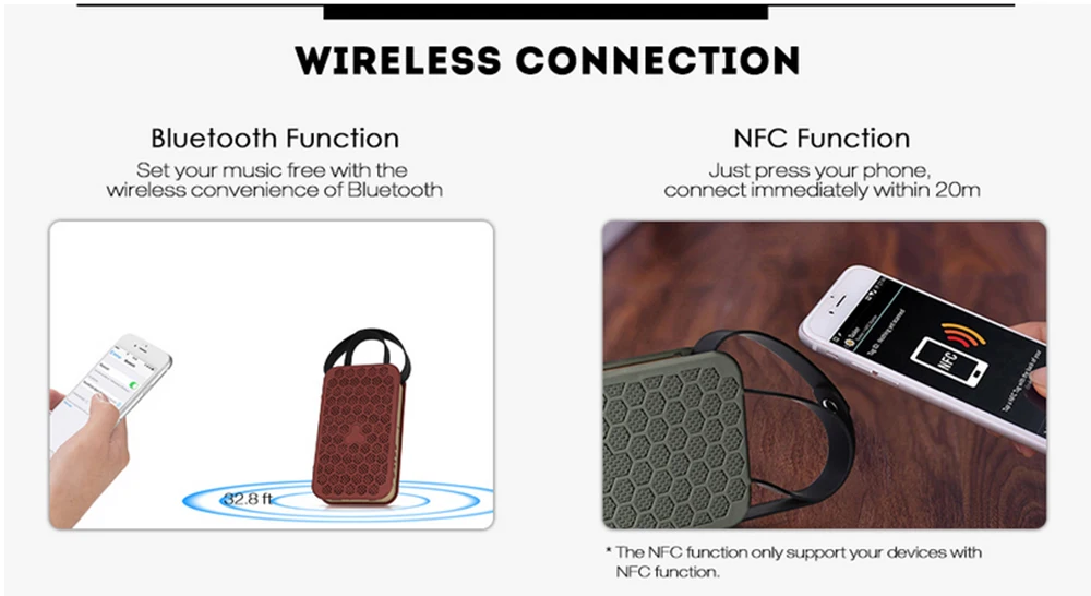 Беспроводной дистанционного Controlle Bluetooth Динамик с NFC пульт дистанционного управления Портативный ручка Поддержка TF карты USB плеер