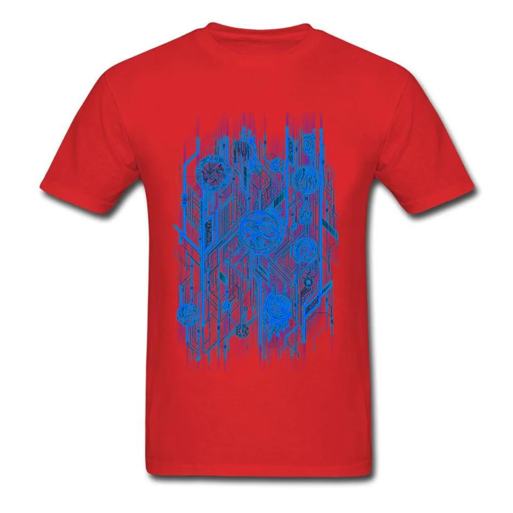 Zen Doodle Circuit Blue NEW YEAR DAY Pure Cotton Round Collar Tees Short Sleeve Funny T Shirt Fashionable Customized T-shirts Zen Doodle Circuit Blue red