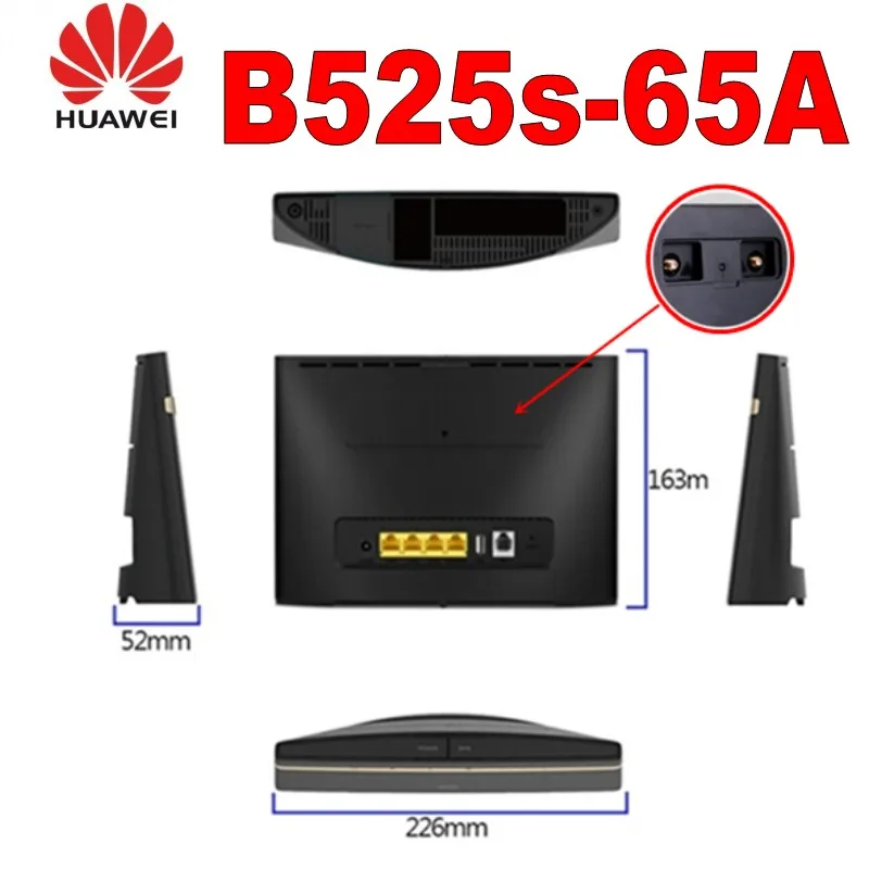 Unlocked Huawei B525 B525S-65a 4G LTE Cat6 CPE 300Mbps Wireless Router Support Access to Gigabit Ethernet Network Plus Antenna