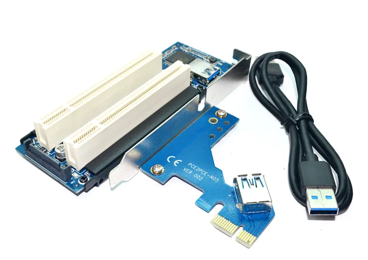 Kopen Desktop Pci E naar Dubbele Pci Slot Uitbreidingskaart USB 3.0 PCI Adapter Card PCI on Kaarten F21697