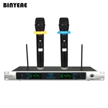 BINEAE Y-7800 двухканальный динамический беспроводной микрофоны 2 ручной с приемником для домашнего кинотеатра караоке музыка Поющая система