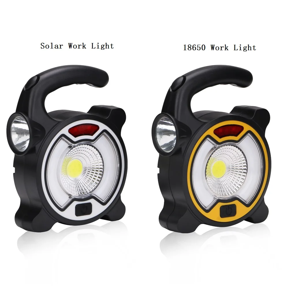 

Solar/18650 Powered LED Portable Lantern Work Flashlight 4-Mode Emergency Spotlight Lamp for Outdoor Camping Hiking Tent Light