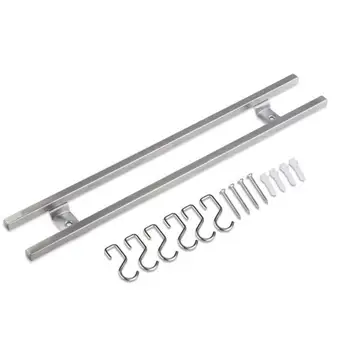 

Wall-mounted Magnetic Knife Strip Stainless Steel Double Bar Knife Storage Rack with Hook for Knives Utensils (40cm)