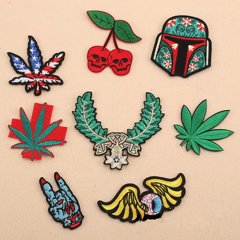 On Patches For Clothing Fabric Badges Applique Embroidered Stickers Scrapbooking DIY Sewing Accessories Leaf wing | Дом и сад