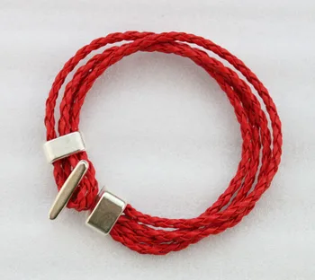 

12PCS Red Leather Multi-layer Hook Clasp Bracelets 20cm #23042