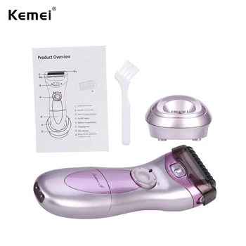 

Kemei Women Hair Removal Lady Shavers Set Wireless Epilator Female Shaving Women Hair Leg Bikini Depilation Trimmer Depilatory