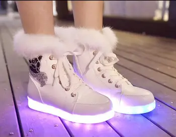 

AI LIANG A Style Hot-selling Luminous Shoes Gennuine Leather Fluorescent Snow Boots LED Lights Usb Rechargeable Shoes