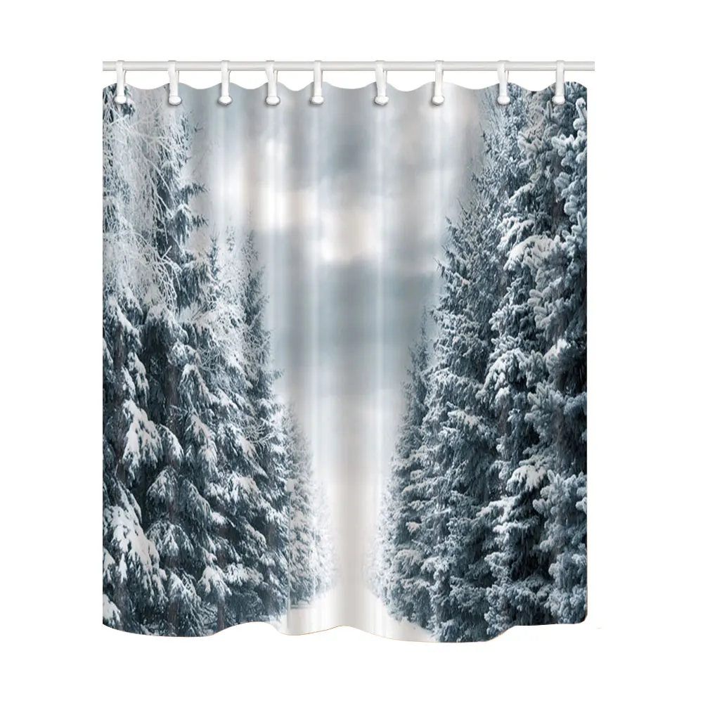 Зимний лес, водонепроницаемая занавеска для душа s для ванной, занавеска, художественный дизайн, экран для ванной, полиэстер, ткань, защита от плесени, с 12 крючками