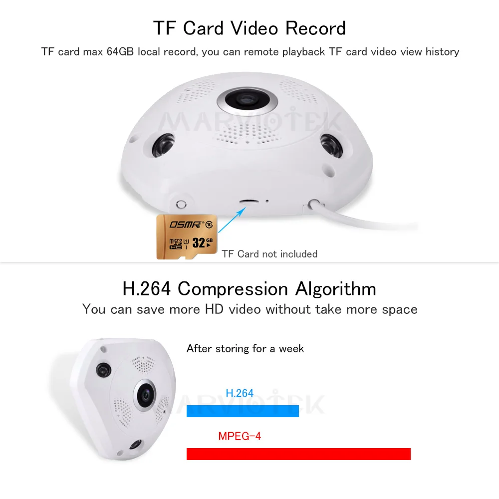 Беспроводная 360 VR IP камера wifi 3MP видеонаблюдения панорамная ip цифровая ptz мини HD
