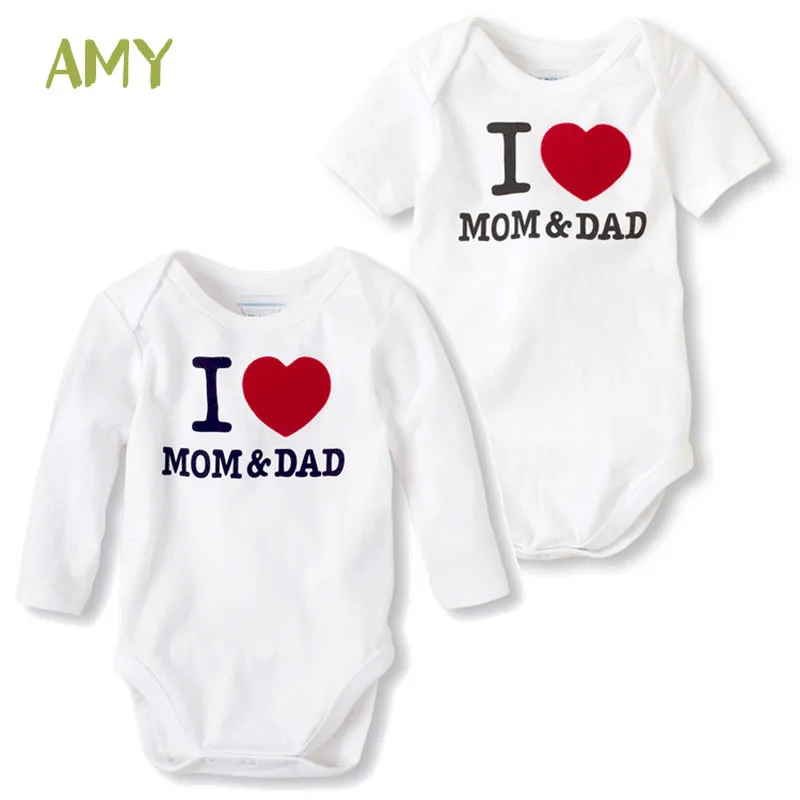 Ropa de bebé recién nacido bebé mameluco niña niño disfraz para bebé algodón impresión I LOVE Mamá y Papá mono infantil para ropa de bebé Ropa de bebé recién nacido bebé mameluco niña niño disfraz para bebé algodón impresión I LOVE Mamá y Papá mono infantil para ropa de bebé
