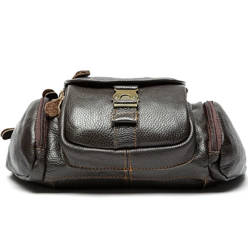 100% genuine leather waist bag men bags fanny pack first layer cowhide leather waist pack belt bag men genuine leather bags mini (25)