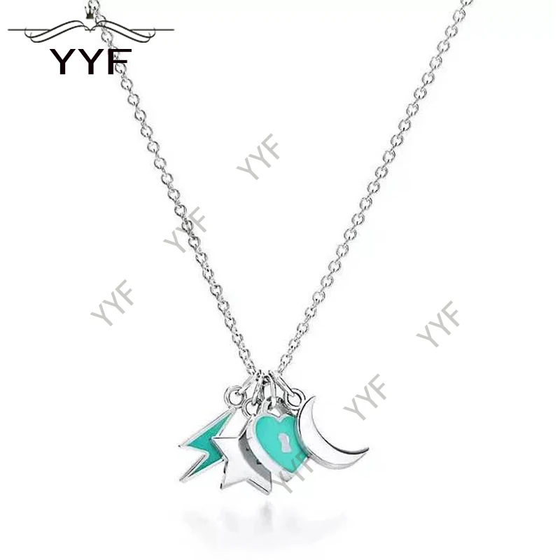 

TIFF 925 Silver Moon Necklace Original 1:1 High Quality Charming Clavicle Chain Suitable for DIY Pendant Necklace Wedding Gift