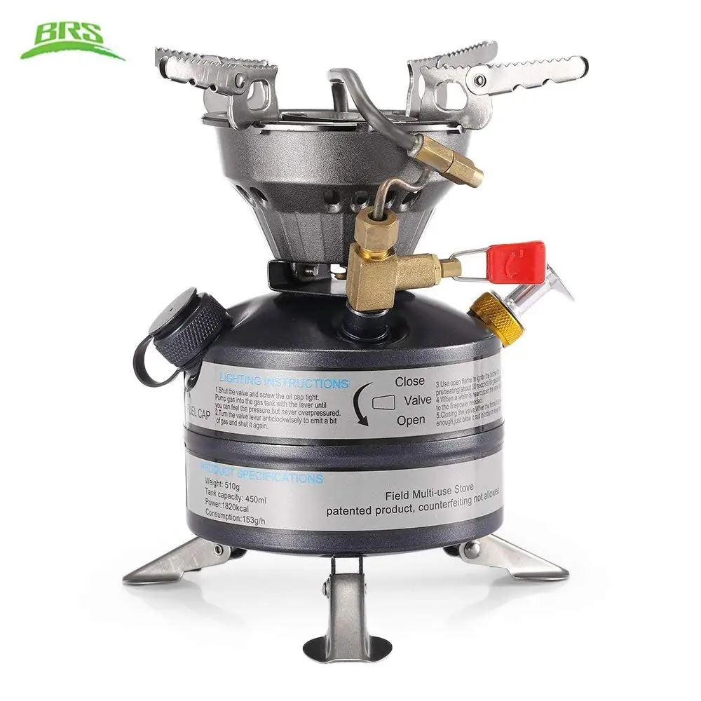 BRS-12A Oil & Gas Camping Stove Gasoline Burner Outdoor Cooker Picnic Cookout Stove Hiking Equipment Butane Blaze