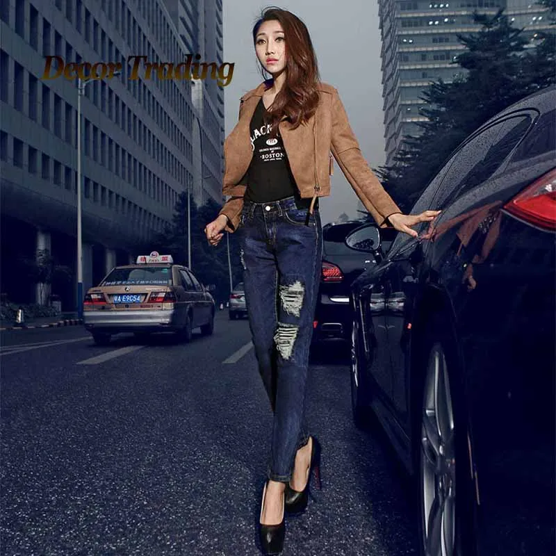 

2016 Jeans Woman plus Size Casual Mid Waist women jeans Loose Women Denim Cross Pants Blue Brand trousers for women 3668
