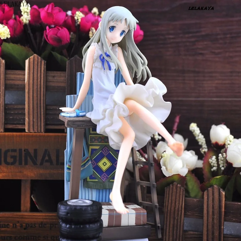 Anime Anohana Honma Meiko Menma White Dress Sitting Ver Model PVC Anime Action Figure Model Sexy Figure Doll Brand New