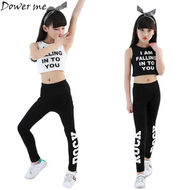 

Kids Letter Crop Tank Tops Legging Two Pieces Set For Girls Summer Style Teenage Girl Hip Hop Clothing 10 12 14 16 18 Years