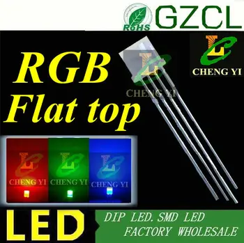 

(Taiwan chipset)RGB Multicolor 5mm led 4-PIN flat top tricolor led Milky white diffuse common cathode