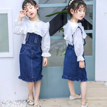 

Kids Outfits For Teenage Girls Long Sleeve Clothes Sets Girls School Shirts & Overalls Dress Suits Big Children Clothing Sets