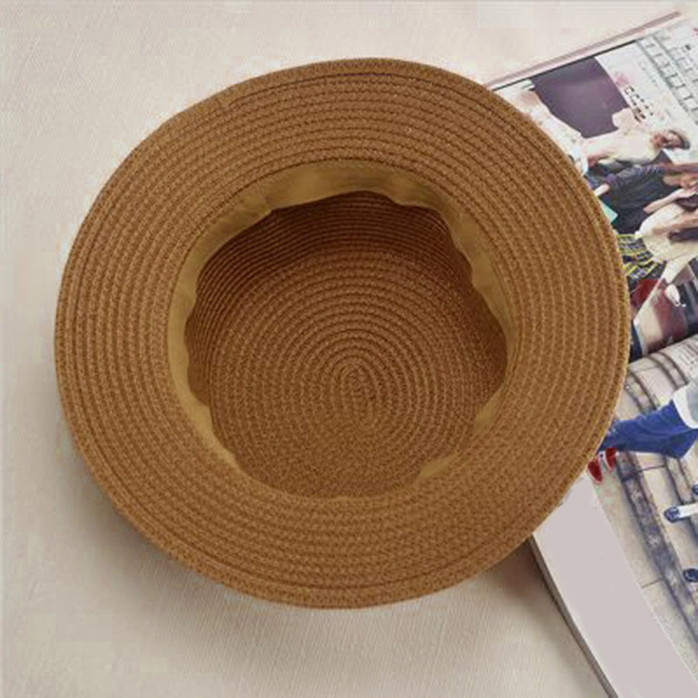 Женская летняя соломенная шляпа с бантом однотонная круглая шляпа|Женские