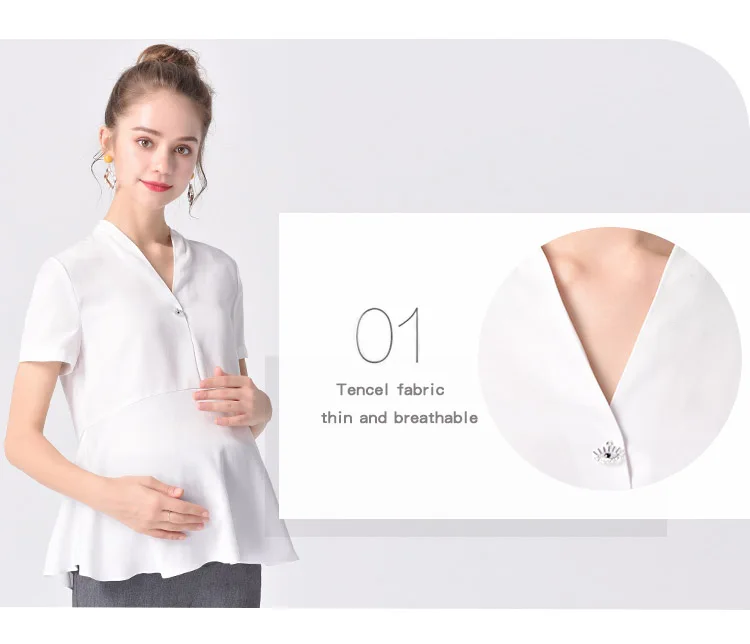 2019 летняя новая рубашка для беременных женская летняя белая с коротким рукавом профессиональная деловая рубашка для беременных