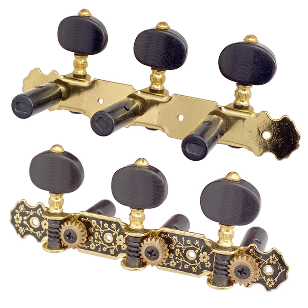2pcs Gold&Black Plate Classical Guitar Strings Tuning Pegs Keys Tuners Musical Stringed Instruments for Classical Guitars Parts