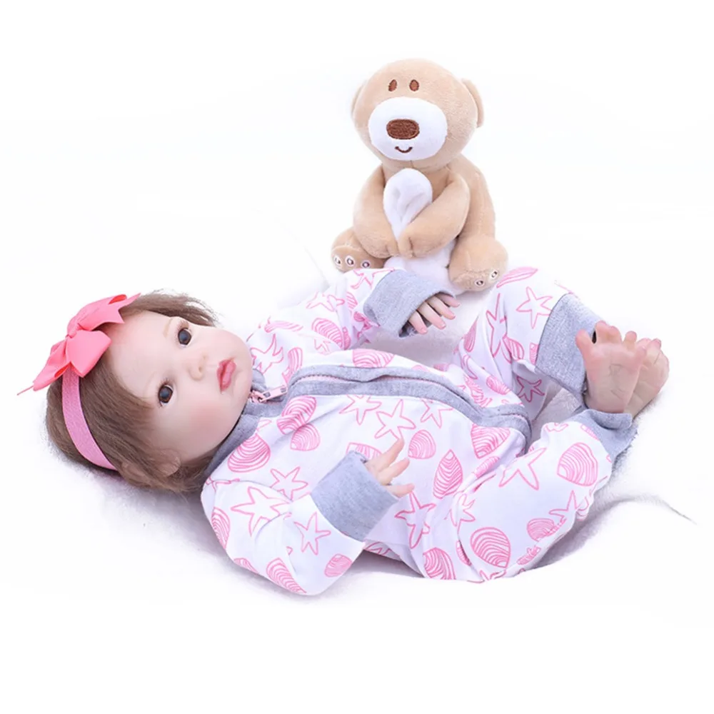 SanyDoll 16 дюймов 43 см Силиконовые baby reborn куклы, кукла reborn милая кукла в платье Рождественский подарок